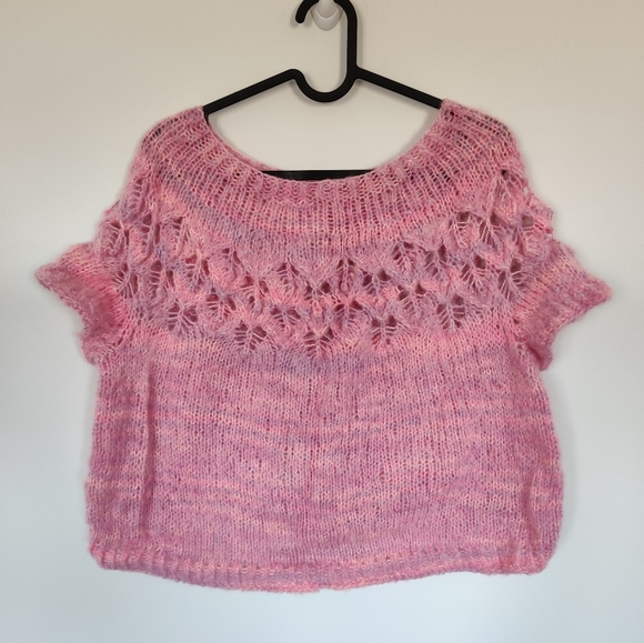 Pink Fuzzy Hand Knit Sweater Sample - Picture 2 of 2